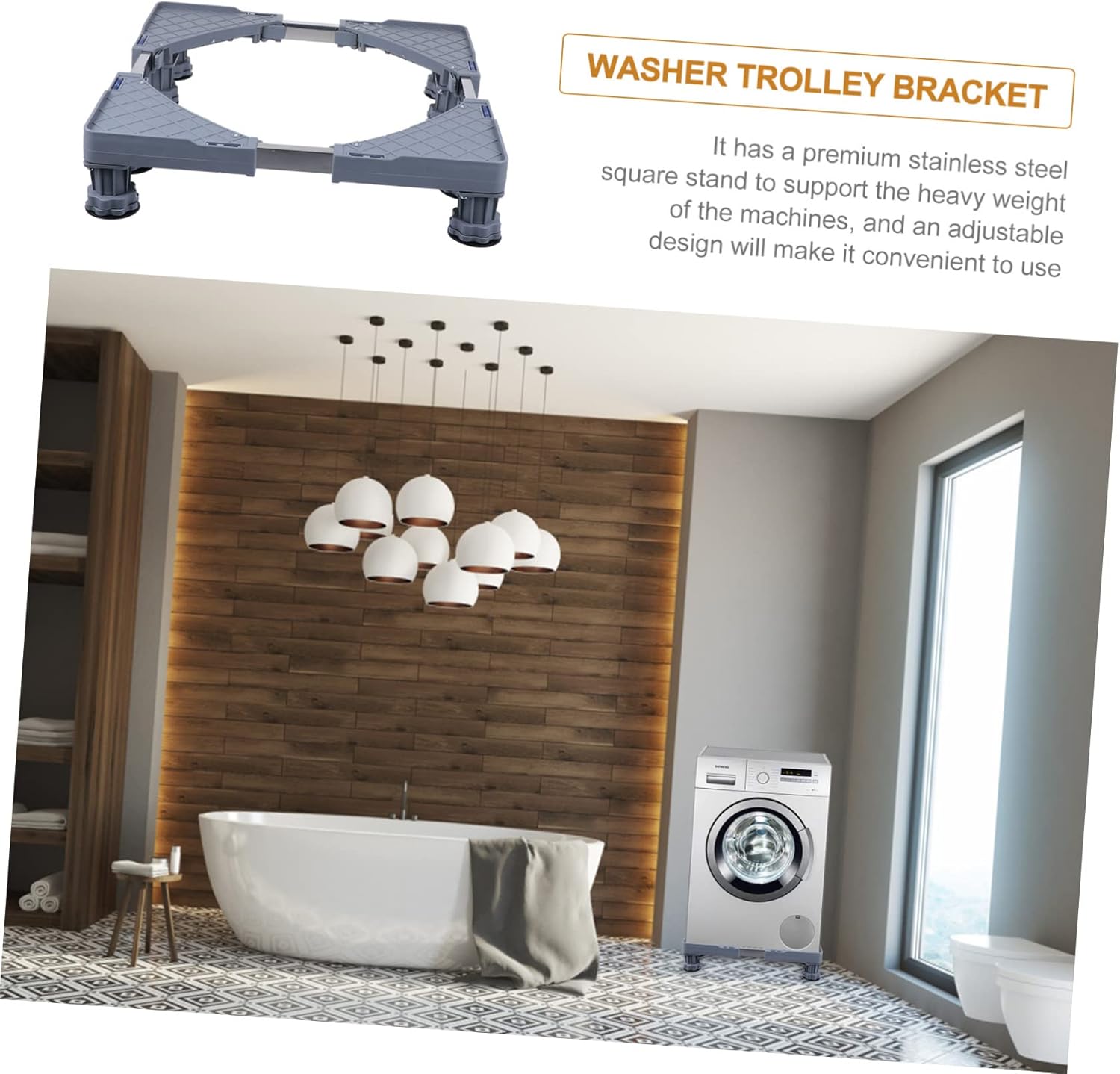 Multi-functional Washer Stand Adjustable Height Sturdy Base for Washing Machine Fridge and Dryer Easy to Move Locking Wheels and Pads