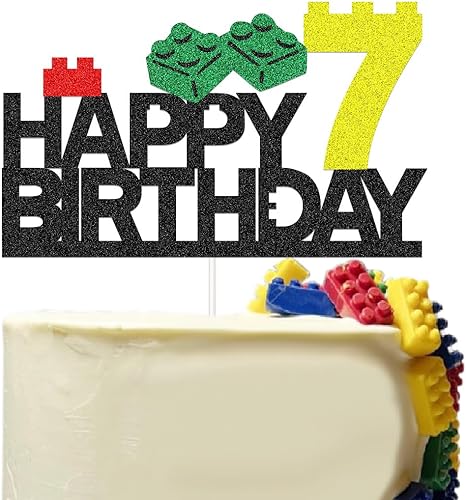 Suministros de fiesta de cumpleaños de bloques de construcción, decoración de pastel de bloques de construcción para decoración de fiesta de bloques