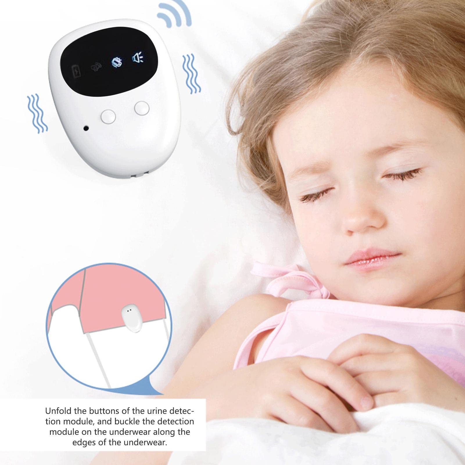 JINGLING Allarme enuresi Senza Fili Allarme pipì Ricaricabile con Ricevitore per Ragazzi Grils Kids Potty Training Assistenza agli Anziani Portata 10-20 Sensore di urina Notturna con Suono Forte