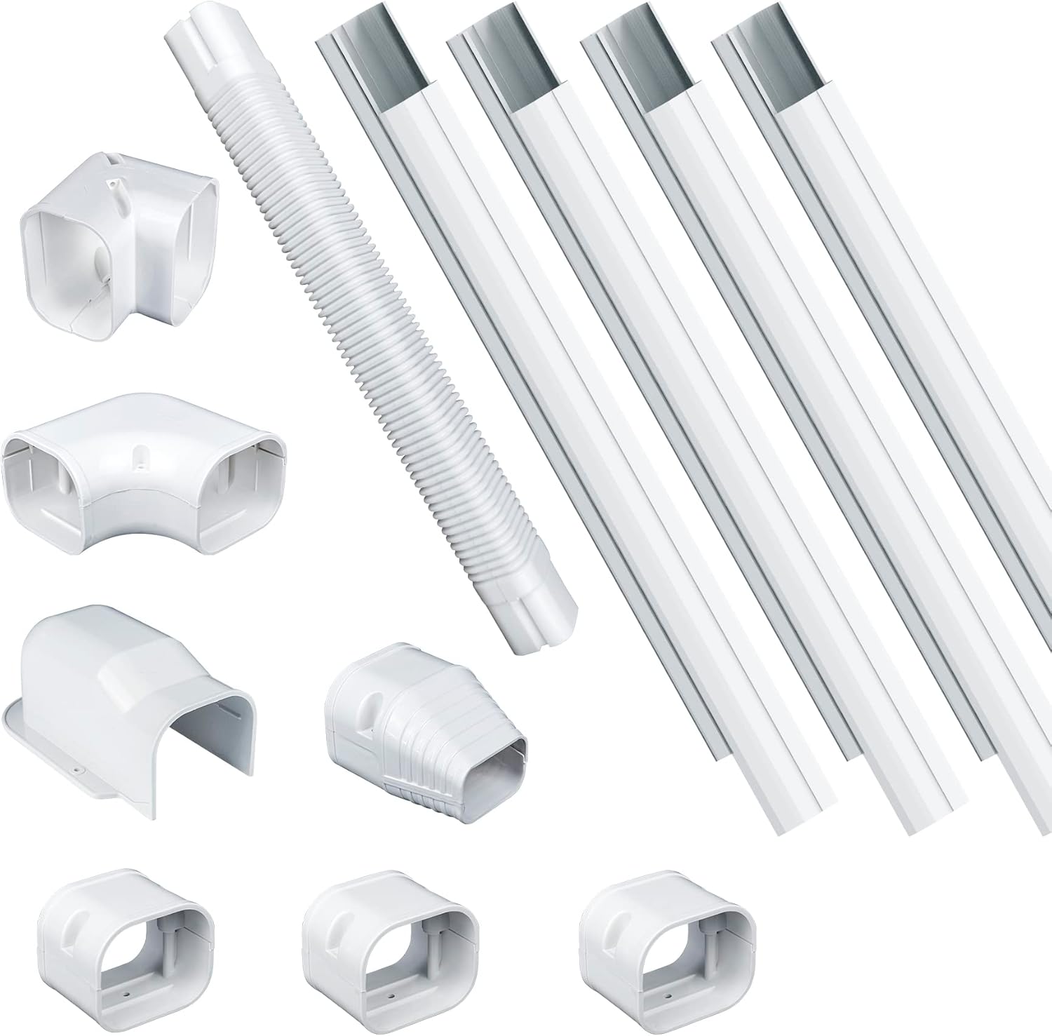 3" W 15Ft L Mini Split Line Set Cover Kit, Decorative PVC Tubing Cover for Ductless Mini Split AC,Heat Pumps Systems,Air Conditioner Lineset Cover,Mini Split Accessories