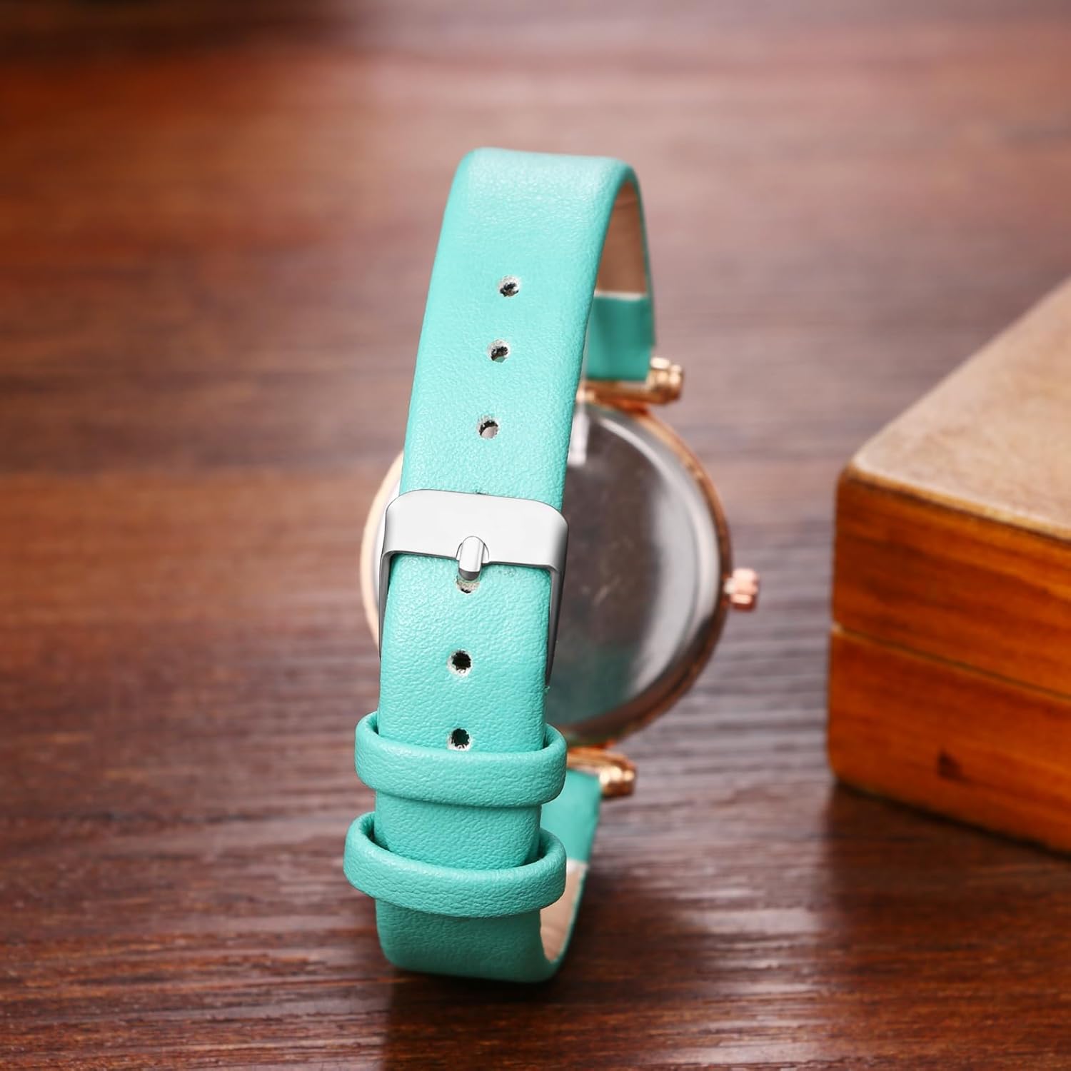 Lancardo Women Butterfly Leather Watch: Ladies Smple Casual Analog Quartz Rhinestone Elegant Wrist Watch for Women - Image 3