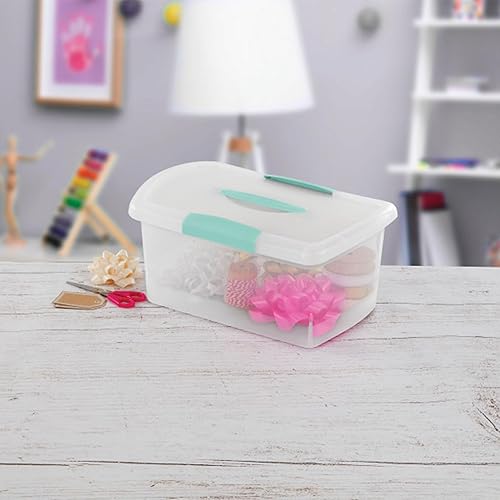Miniatura 5 de Sterilite Contenedor mediano de almacenamiento apilable pequeño con tapa y asa de pestillo, contenedor de plástico para organizar el hogar,