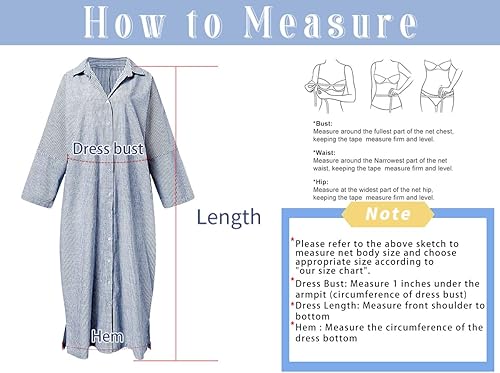 Miniatura 4 de chouyatou - Vestido camisero largo para mujer, informal, de manga larga, con botones y rayas, holgado, de algodón