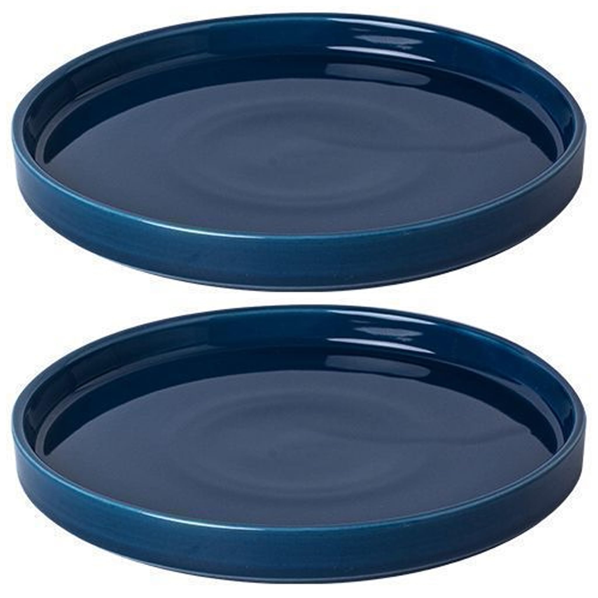 Ginwrek Plant Saucers 2PCS Ceramic Plant Saucer, 7 Inch Pot Saucers Water-Catching Pot Tray for Indoor/Outdoor Plants, Blue