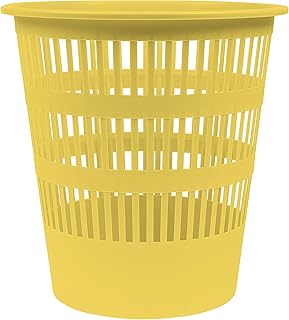 DONAU D307-11 - Cesta de papel de desecho, 12 litros, color pastel amarillo, plástico, para oficina, cocina, estable, producto ecológico de polipropileno, resistente al desgarro, paquete de 1