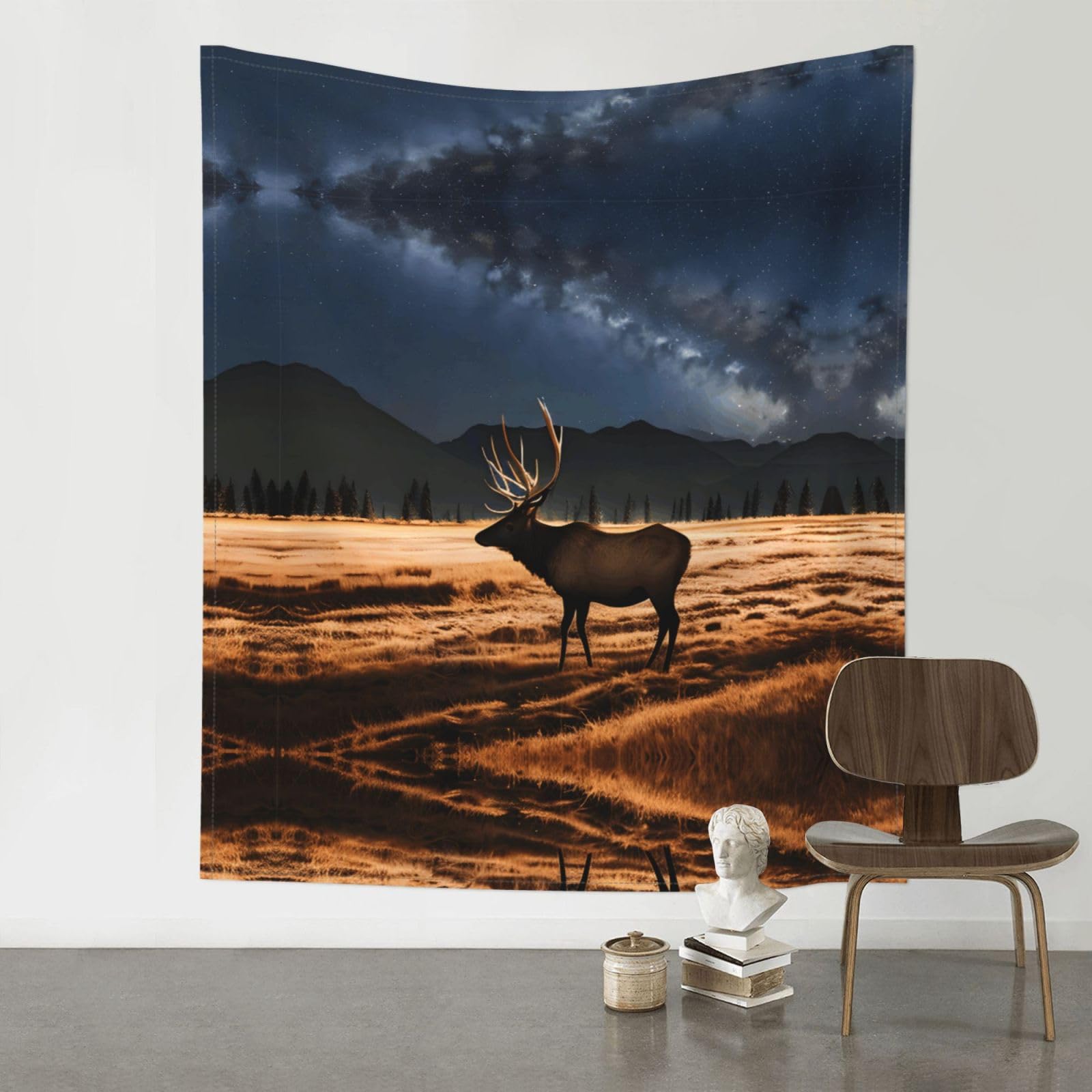 YYHWHJDE Elk in the meadow Prints 60x51in Wall Tapestry – Boho Decor Throw Blanket for Bedroom, Dorm, Beach Cover, Picnic & More