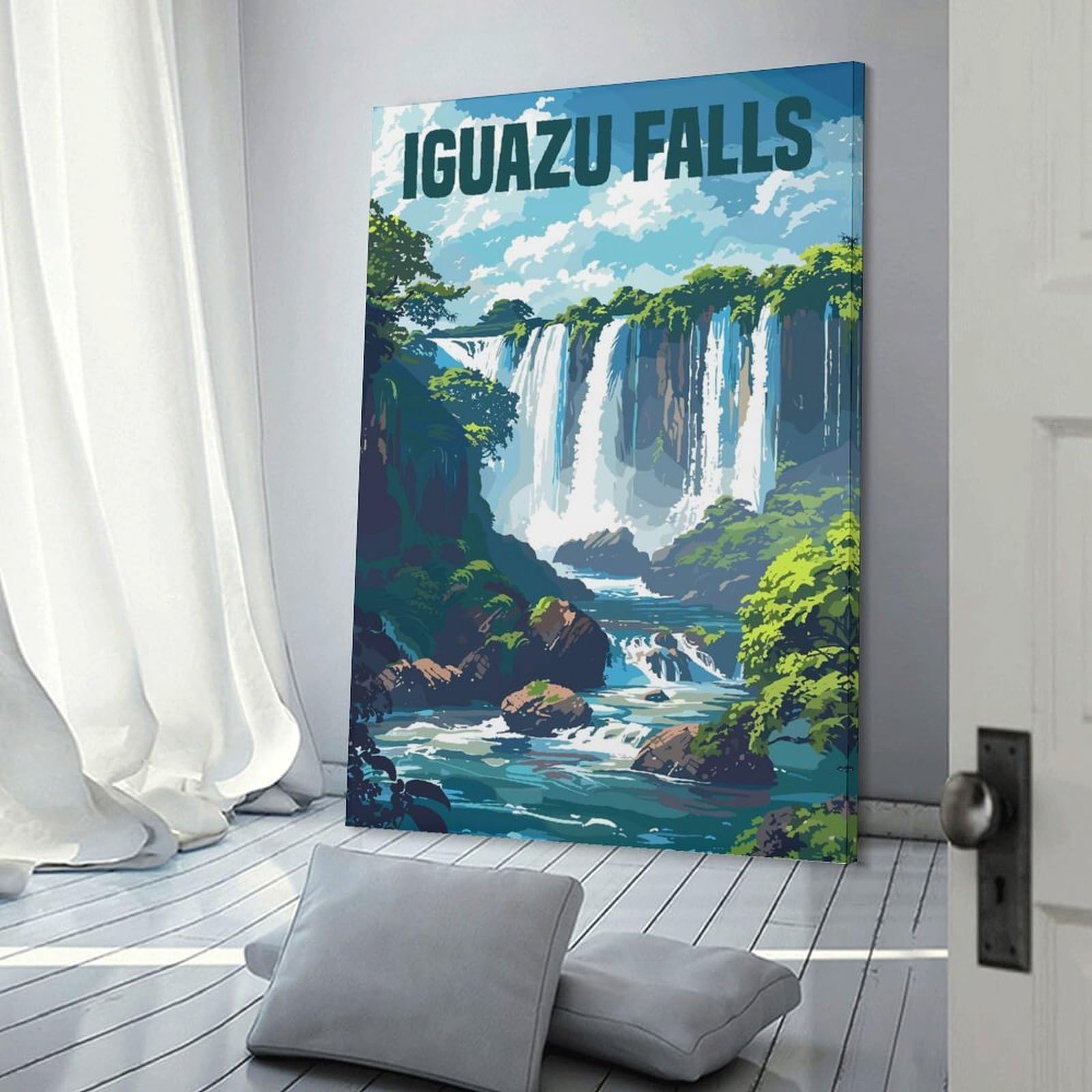 Junmoney Canvas Art Print Iguazu Falls Argentinia, 24x36inch(60x90cm), for Small Homes, Bedrooms Or Open Spaces, A Simple Refresh for Blank Walls