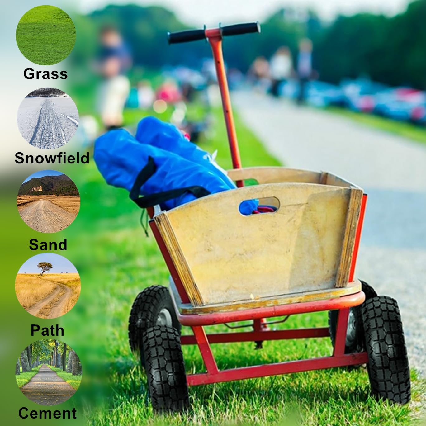 Tiousmoky 10" Flat Free Tires Solid Pneumatic Tires Wheels, 4.10/3.50-4 Air Less Tires with 5/8 Center Bearings