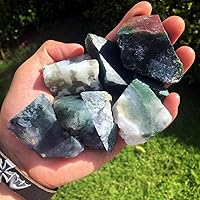 Vista 3 de Simurg Piedra de ágata musgo cruda, 1 libra de grado A", rocas de cristal en bruto para cabina, pulir, cortar, lapidario, pulido, curación