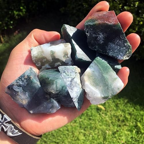 Miniatura 3 de Simurg Piedra de ágata musgo cruda, 1 libra de grado A", rocas de cristal en bruto para cabina, pulir, cortar, lapidario, pulido, curación de