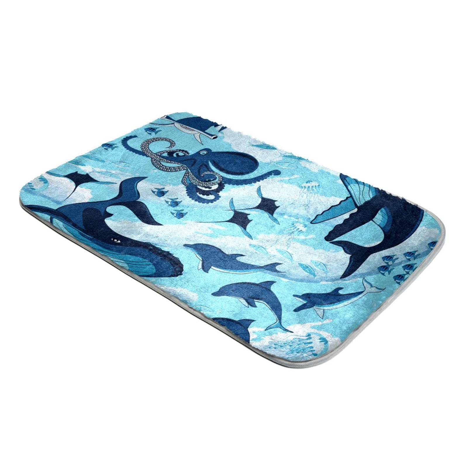 Tapis requin bleu anti-glisse en fausse fourrure pour réchauffer les sols froids
