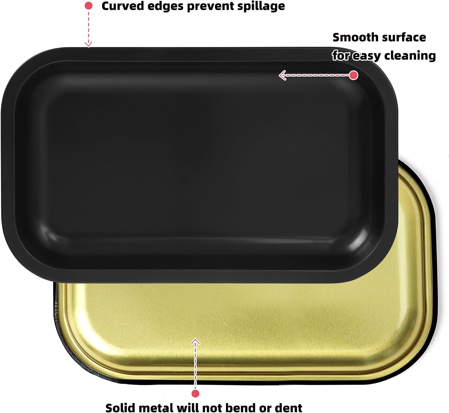 Large Metal Tray with Magnetic Lid, Decorative Tray, Ideal Storage for Home or Travel, 10.6 x 6.3 Inches (Black)