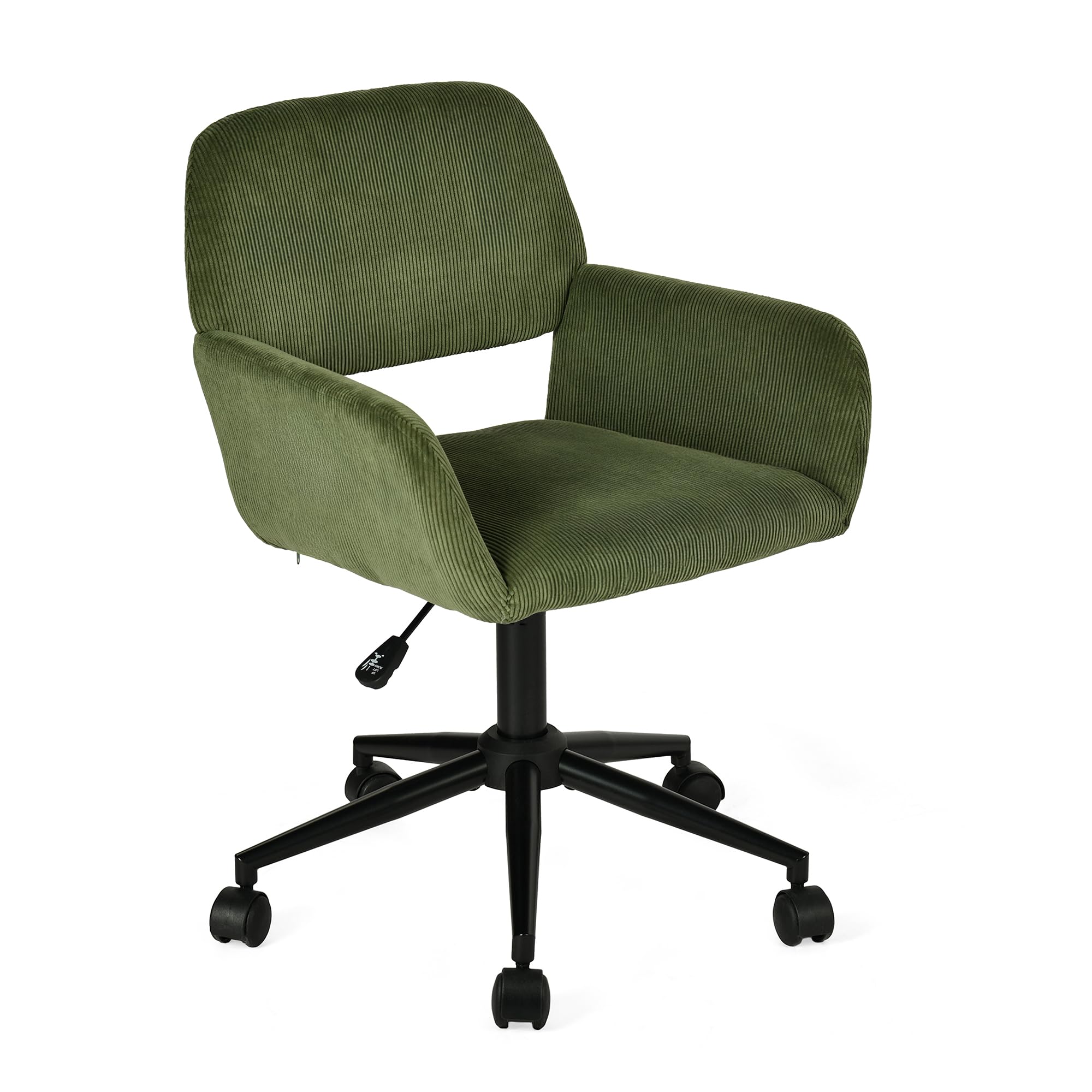 MEUBLE COSY Sedia da Ufficio Girevole Regolabile in Altezza Poltrona da Scrivania Toelette Seduta in Velluto a Coste con Ruote per Studio Camera da Letto, Verde