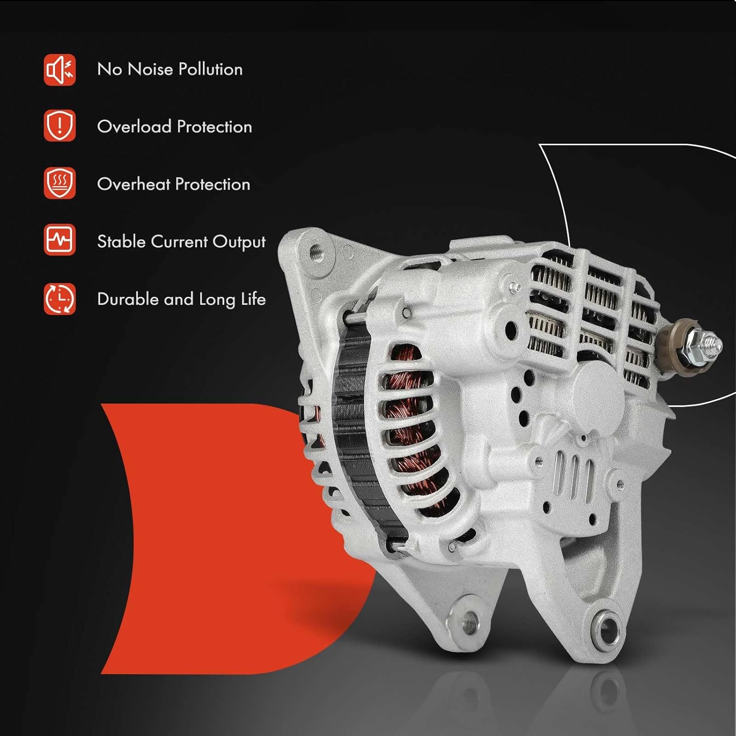 A-Premium Alternator Compatible with Mitsubishi Lancer 2003 2004 2005 2006, Turbocharged, 12V 90A 6-Groove Pulley Clockwise, Replace# A003TB1791