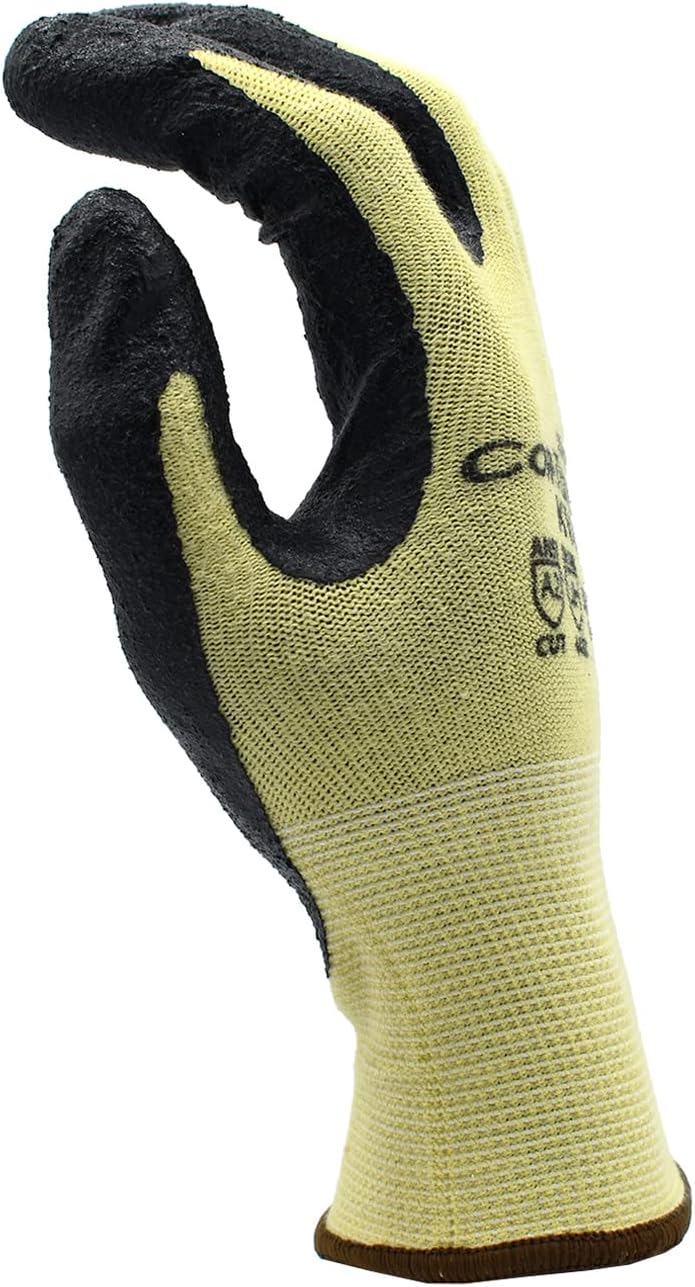 Cordova Cor-Touch KV4 13-Gauge Gloves, Aramid/Lycra Shell, Black Textured Nitrile Palm Coating, ANSI Cut Level A2, 12-Pack