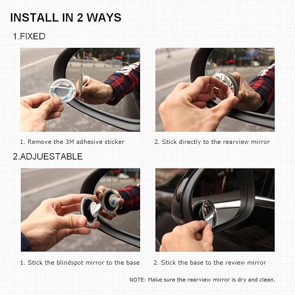BEEWAY Blind Spot Mirrors, Round Frameless 360° Rotate Sway Adjustable HD Glass Convex Mirror Maximize RearView Universal for Car SUV Trucks Traffic Safety - Pack 2 - 3