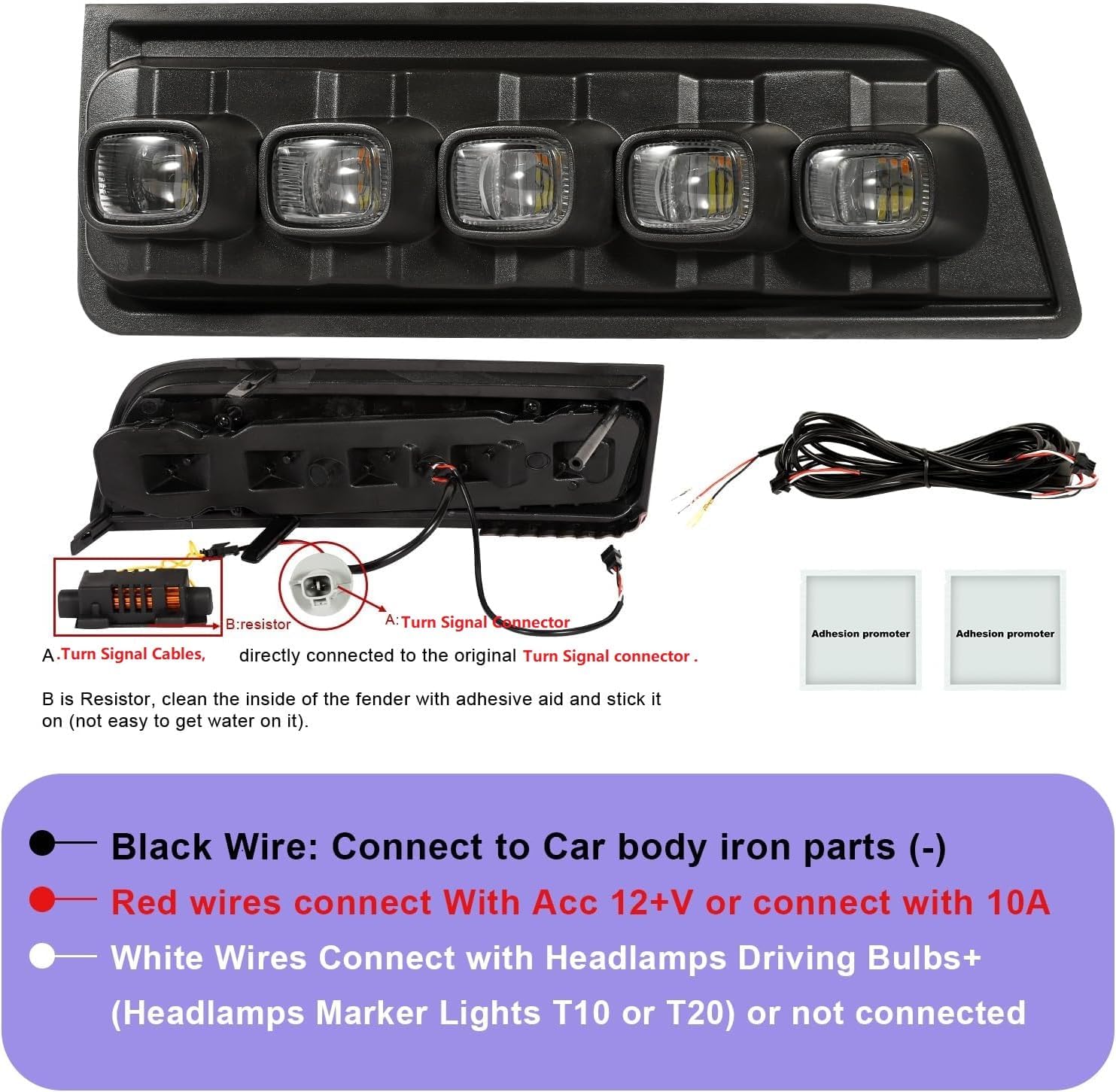 Daytime Running Lights Fog Lights for 2010 2011 2012 2013 toyota 4Runner sr5 trd sport limited trail Headlights Turn Signal Lights(10-13DRL-4Runner)