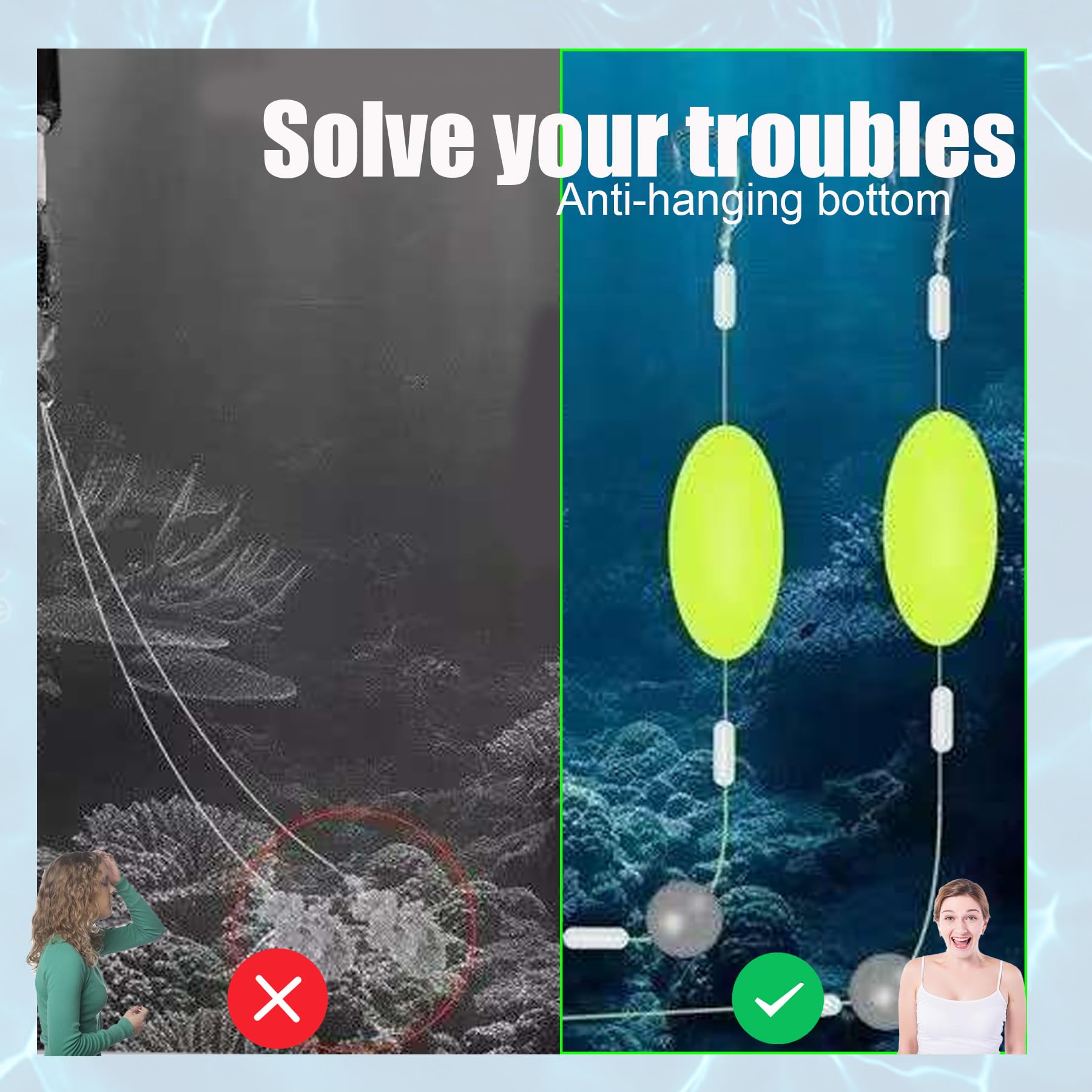 Anzuelo Doble con Línea De Fondo Invertida 5PCS para Pesca Mar, Cebo Señuelos para Principiantes y Profesionales