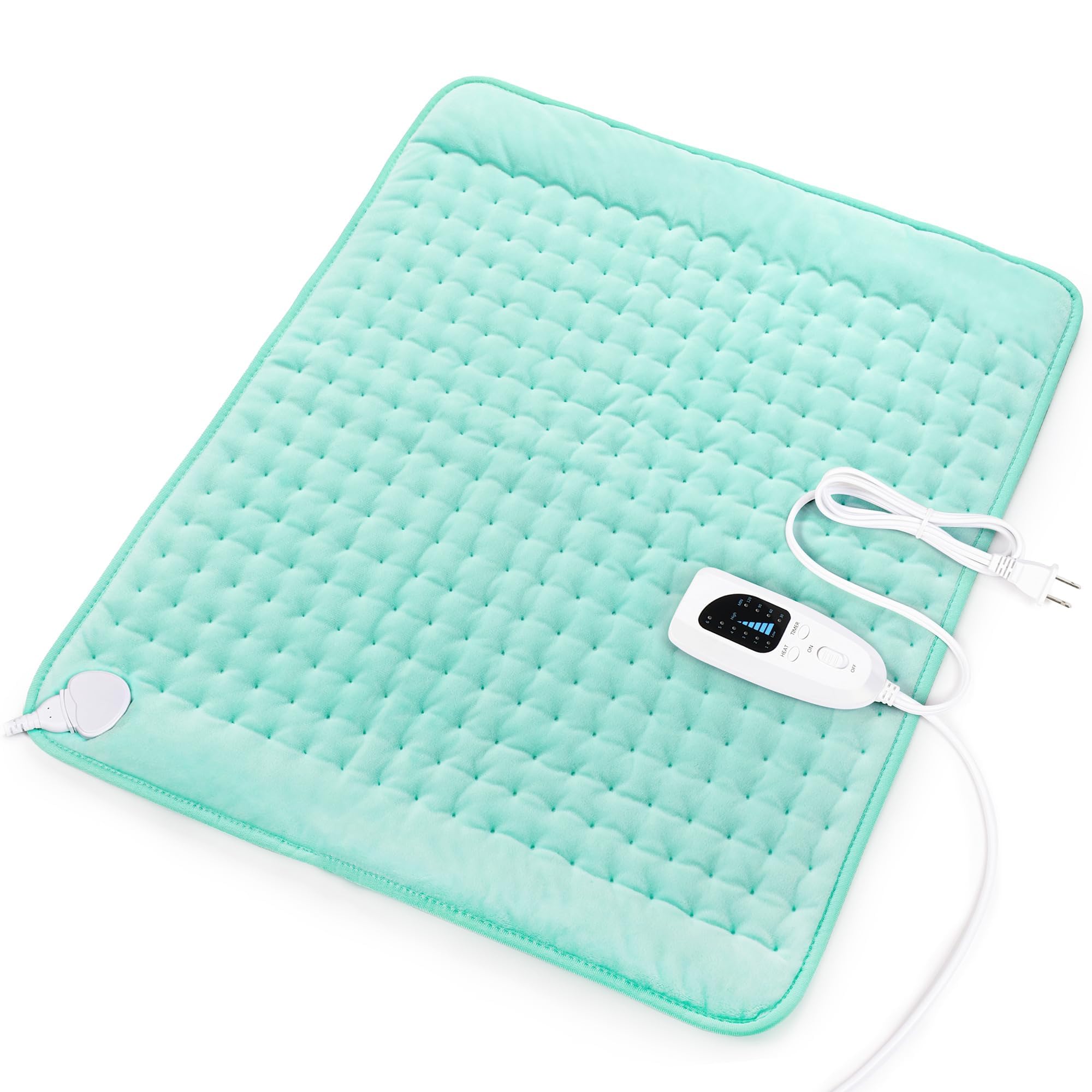 Deepsoon Heating Pad,Electric Heating Pads for Back,Neck,Moist Heating Pad for Abdomen Shoulder Knee Legs,Dry/Moist Heat&amp;Auto Shut Off,Fathers Day Dad Gifts for Men Birthday,Light Green,24x20 Inch