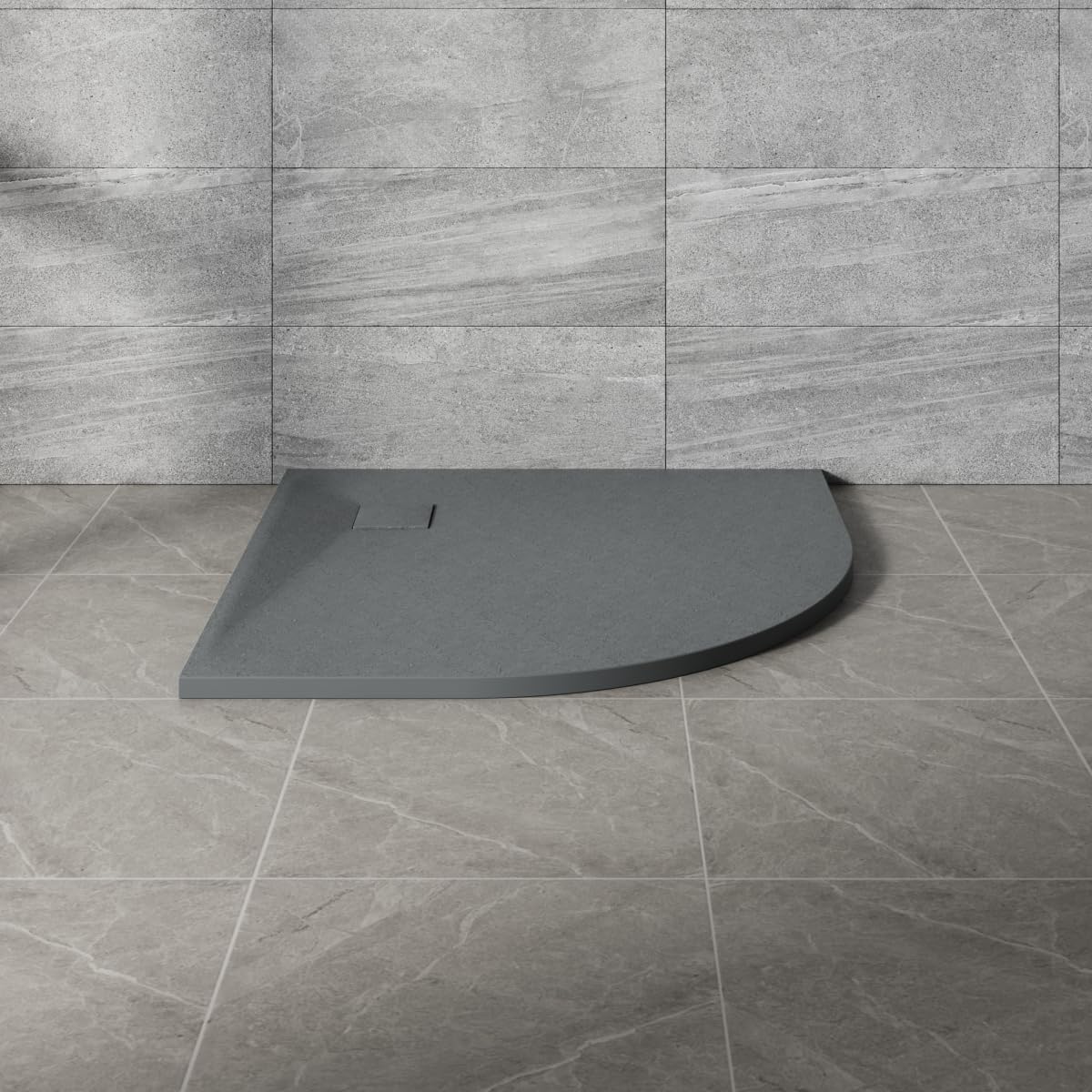 NRG 800x800mm Anthracite SMC Quadrant Shower Tray Slip-Resistance Bathroom Shower Enclosure Base Tray