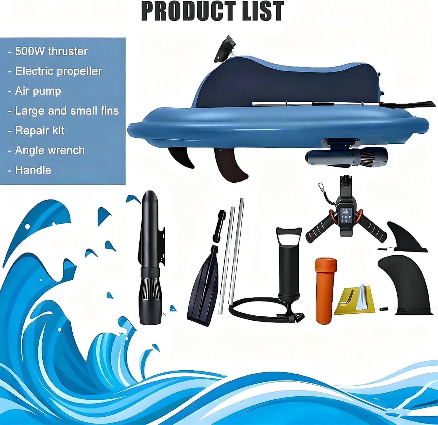 Bateau gonflable motorisé pliable 2 en 1, propulseur de plongée submersible à vitesse réglable, équipement auxiliaire aquatique polyvalent pour le surf et l'exploration sous-marine