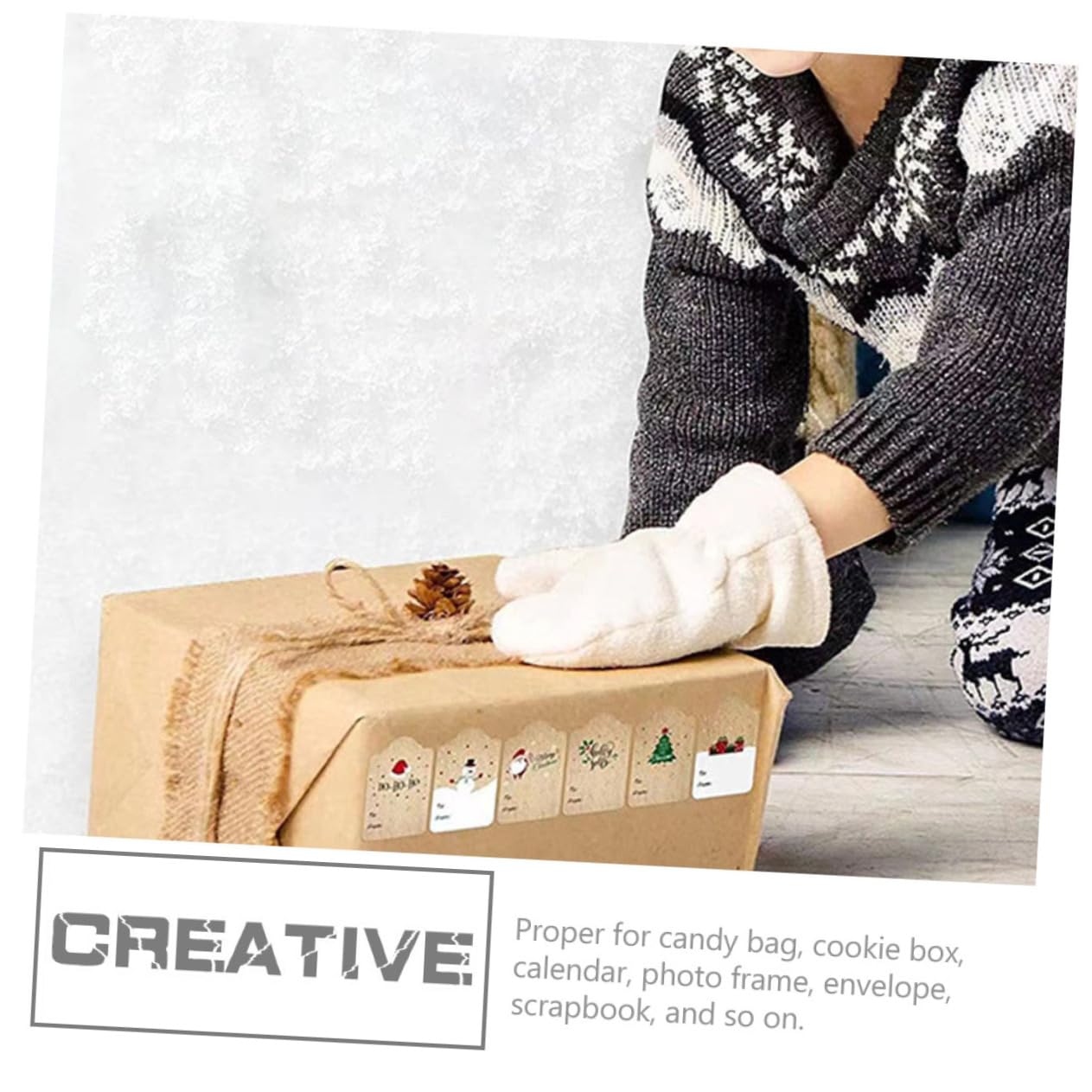 5 Di Adesivi Natalizi in Carta Etichette Decorative Autoadesive Per Incartare