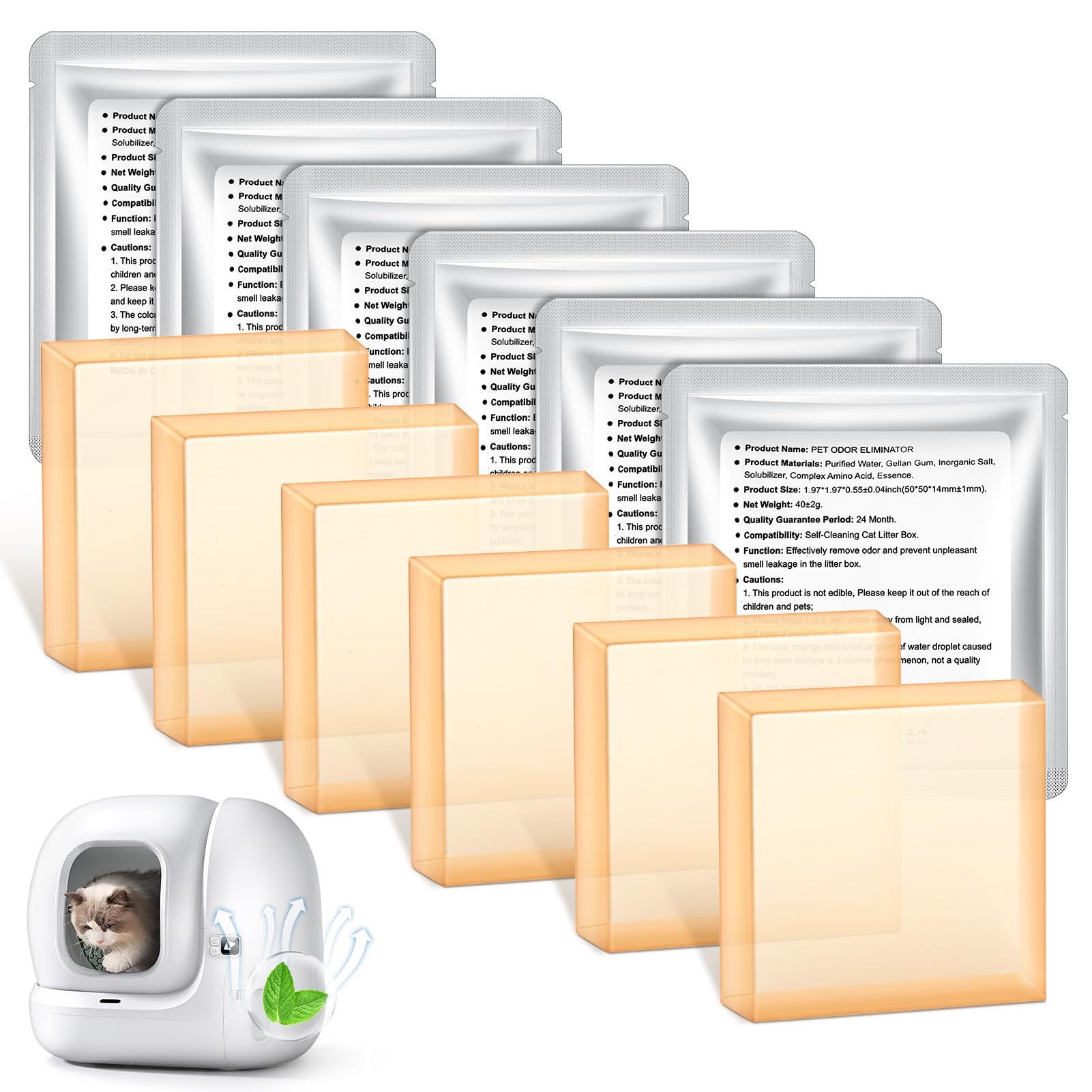 Lot de 6 désodorisants pour litière Pura Max/Pura Max 2 autonettoyant, destructeur d'odeurs N50 pour litière de 76 l, auto-nettoyant, élimine les odeurs, sûr et efficace