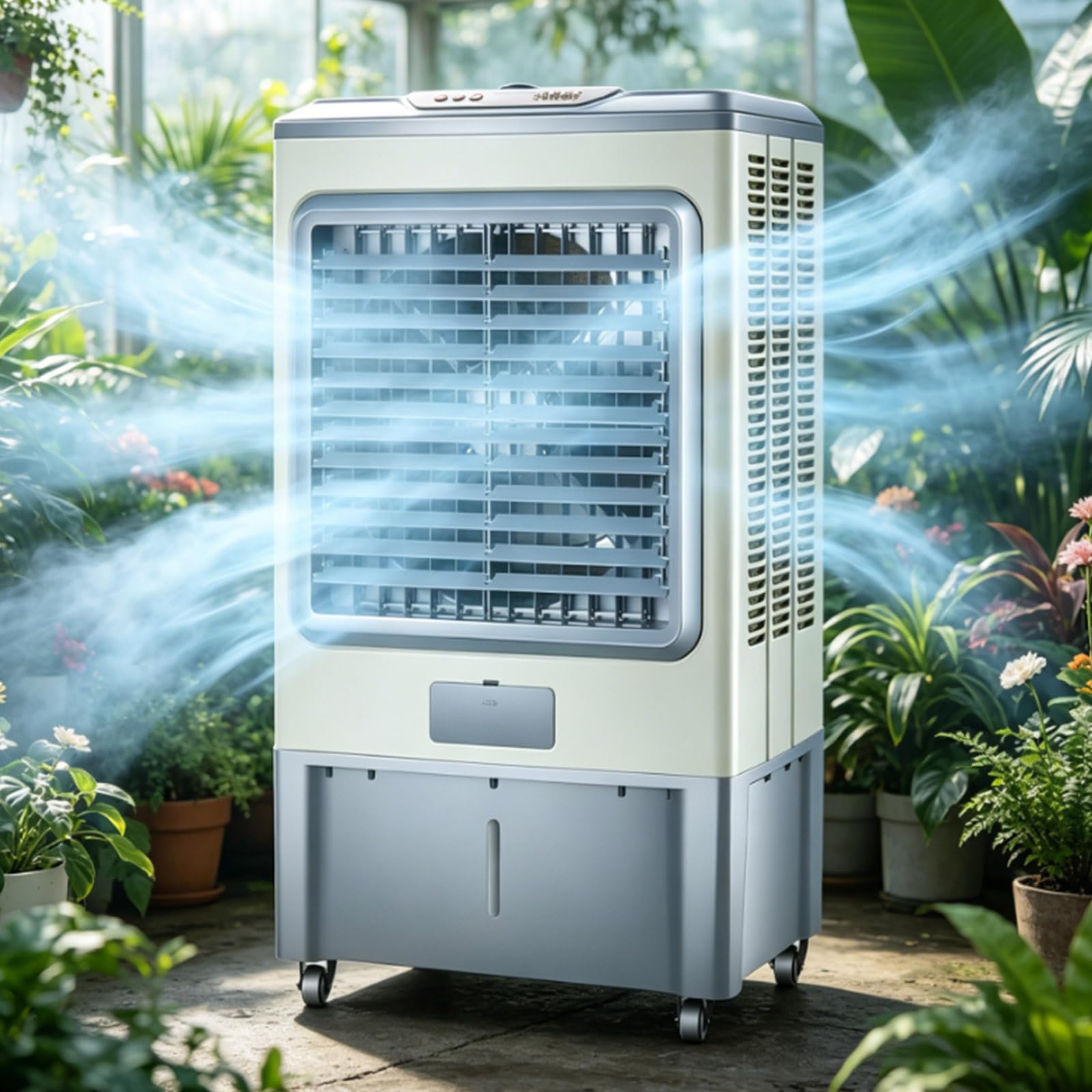 GYLRFA Swamp Cooler,Industrial Evaporative Coolers,3 Speeds And Modes, Quiet Electric Fan And Humidifier, 80L Water Tank With Remote Control 120°Oscillation, For Factory, Workshop, Supermarket