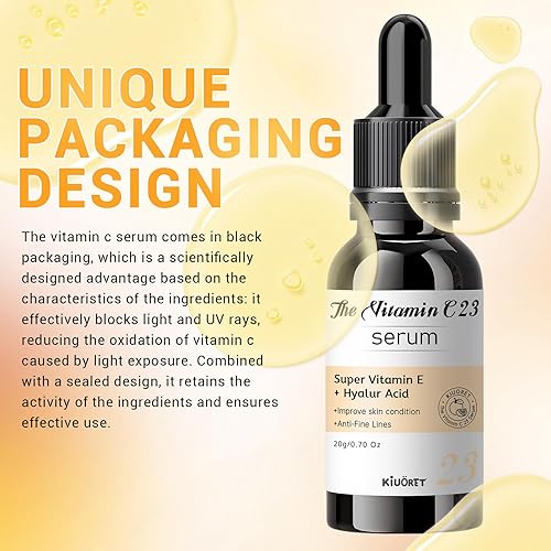 Miniatura 7 de Suero de vitamina C al 23% para cara, fórmula hidratante y mejora la piel con vitamina E y ácido hialurónico, suero de vitamina C para líneas finas