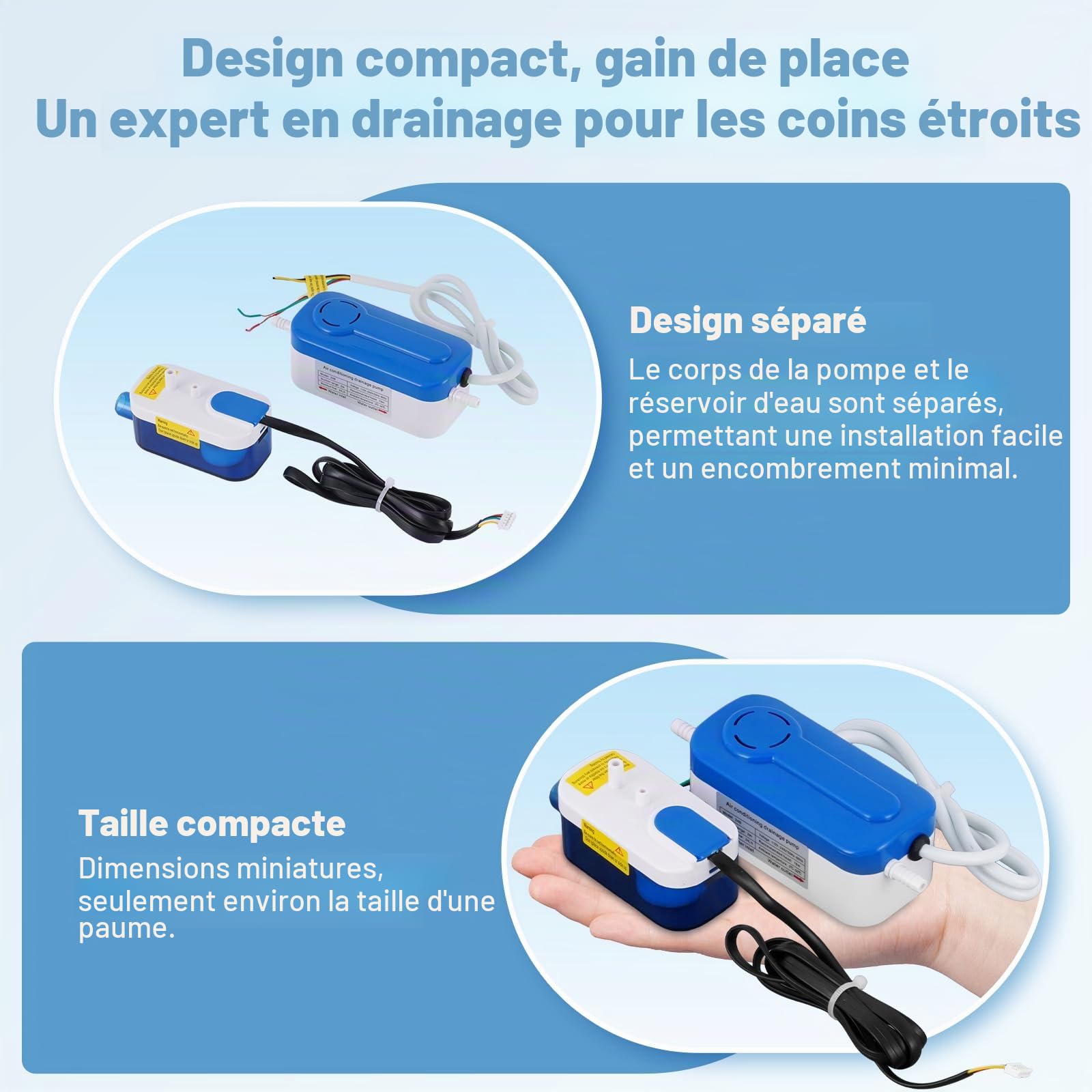 BAOSHISHAN Pompe à condensat 24L/H Mini pompe à condensat split avec une capacité d'eau de 60ML pour climatisation 5KW