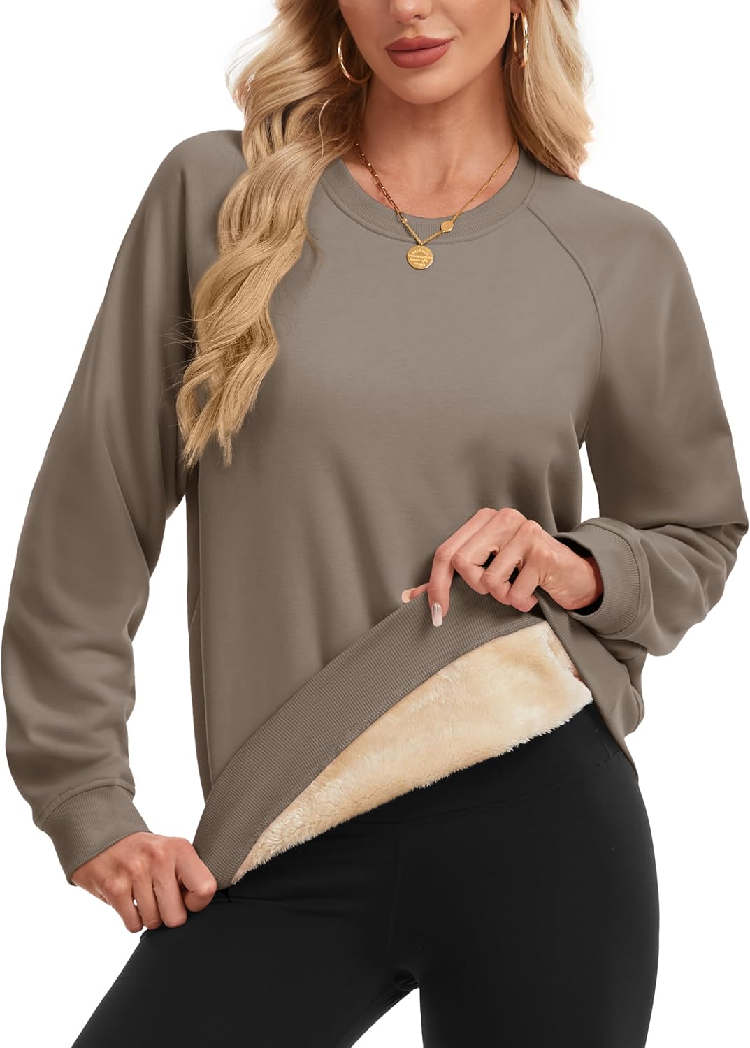 MAGCOMSEN Women's Sweatshirt Fleece Sherpa Lined Pullover Sweaters Warm Long Sleeve Shirts Crewneck Winter Tops - Image 2