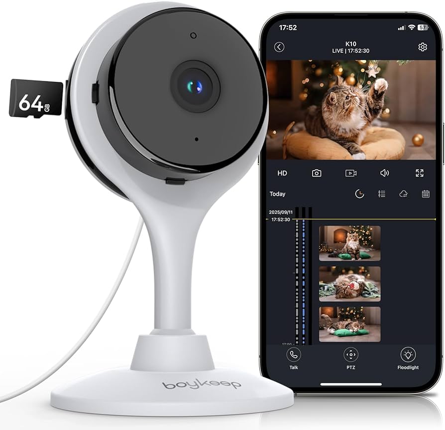 Amazon.com : BoyKeep 2K Indoor Camera with 64GB SD Card, 5G/2.4GHz