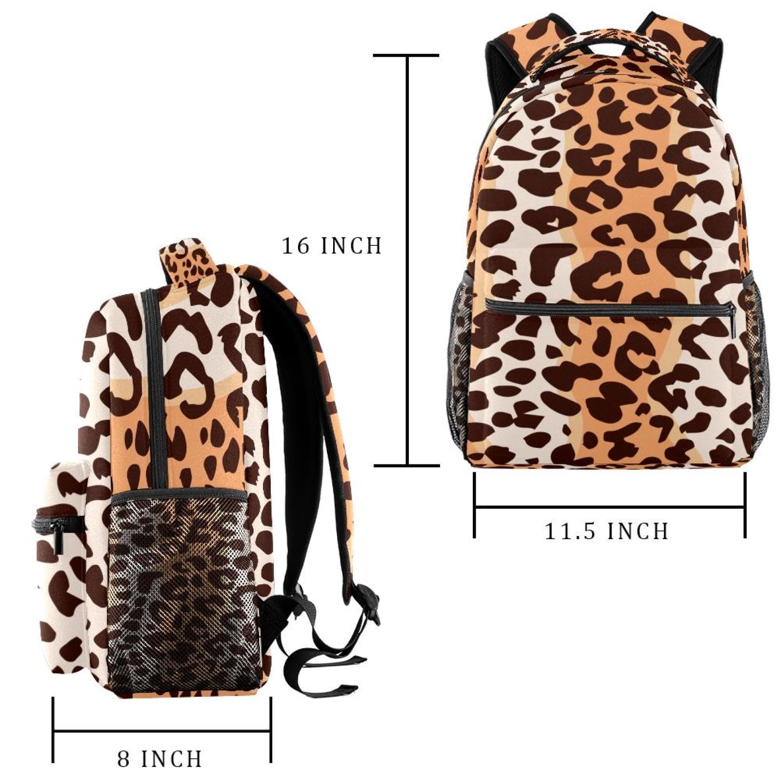 Zaino scolastico per uomini e donne, borsa da viaggio per computer portatile, motivo leopardato, leggero, zaino casual per libri