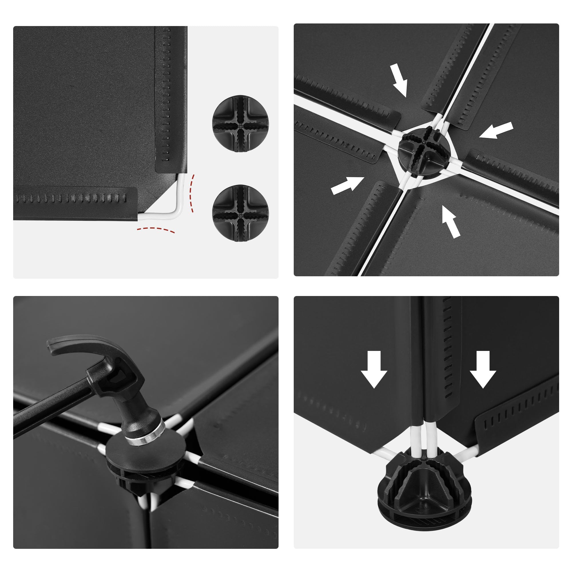WOLTU Scarpiera, 2x8 Livelli per 32 Paia di Scarpe, Armadietto ad Incastro con Ante, Scaffale Portascarpe per Giochi, Pannelli in PP, con Mazzetta in Plastica, Nero+Bianco