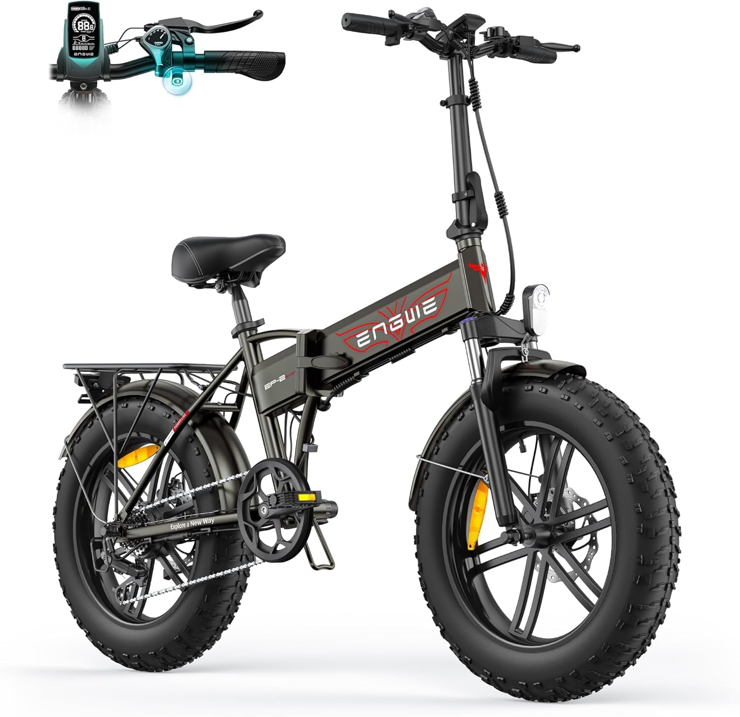 ENGWE EP-2 Boost Klappbares Elektrofahrrad mit Drehmomentsensor, 48V 13Ah Herausnehmbarer Akku Reichweite 120KM und 250W Bürstenlosem Motor, LED-Display, 20" x 4.0" Fat-Tires und 7 Gang