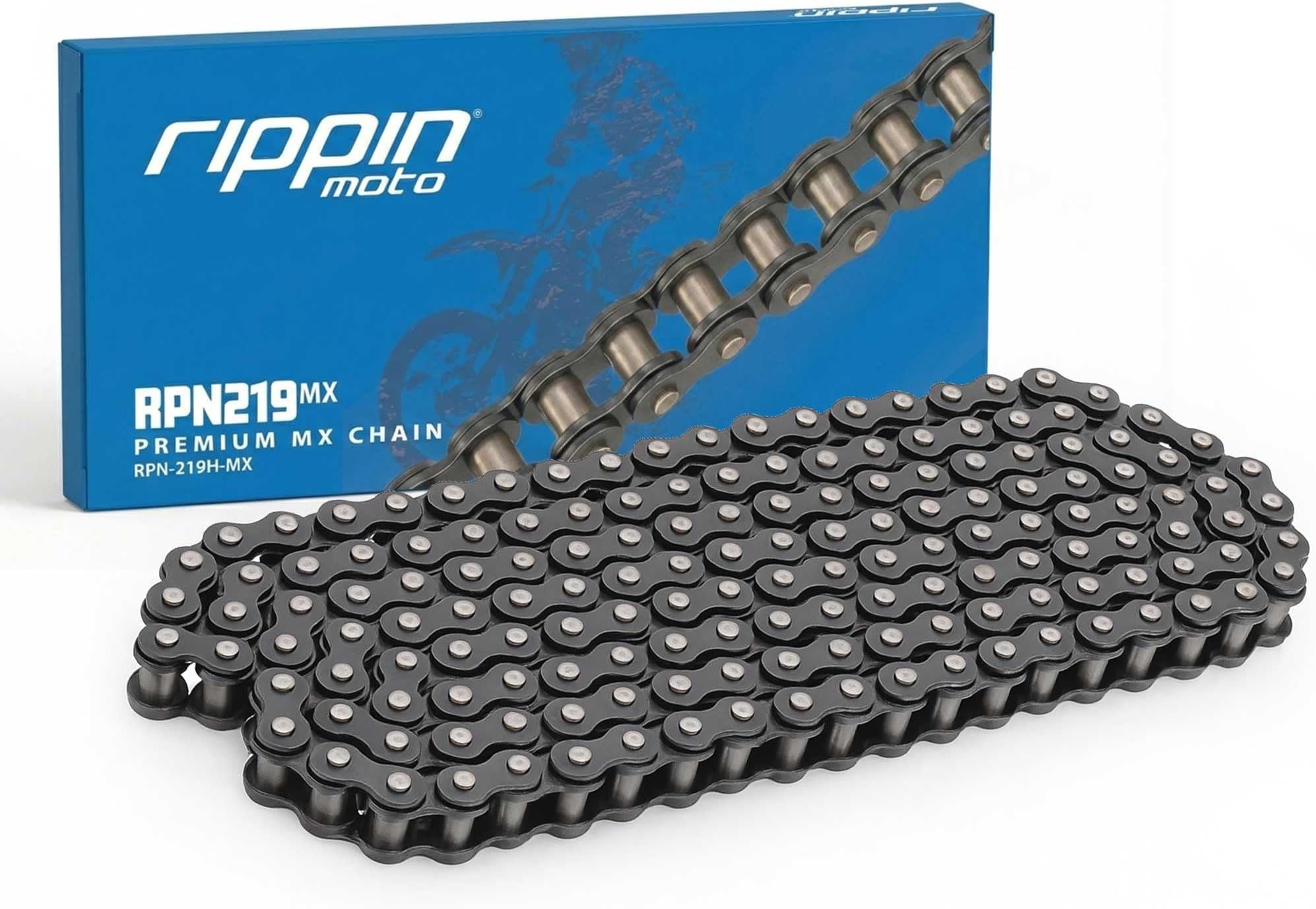 - Rippin Moto RPN219MX 219H Heavy Duty Chain for Mini Dirt Bikes & Go-Karts, Premium Roller Chain, Cut-to-Length 112–140 Links, High Strength Performance 219 Chain (114 Links)