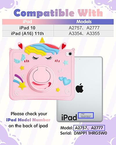 Miniatura 2 de Funda para iPad de 10. generación para niñas, fundas de 10.9 pulgadas con soporte para lápices, asa y soporte para hombro, linda funda de tableta