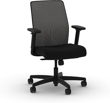 HON Ignition 2.0 LowBack Ergonomic Office Chair, Mesh Task Desk Chair with Lumbar Support, Standard SynchroTilt, Height and Width Adjustable Arms, Black Frame, Black