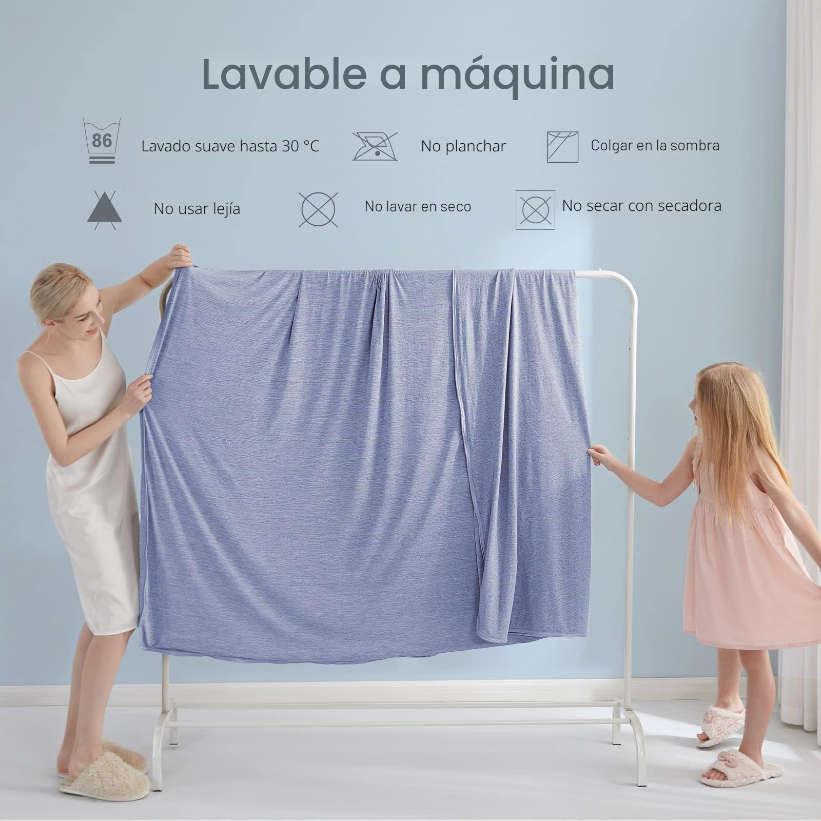 Marchpower Manta Verano de Frescura, ARC-Chill 3.0 Manta Cama con Fibra de Enfriamiento Japonesa Q-MAX 0.5,Transpirable Suave,Anti Estático,2 Caras,Alivia Sudor y Mejora Calidad Sueño-Azul, 200×220cm