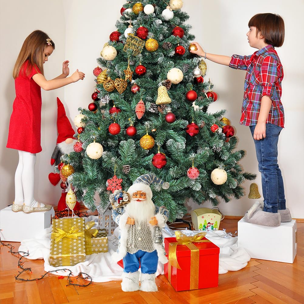 JAWSEU Figuras de Papá Noel de 60 cm Adorno navideño Figura de Papá Noel de pie Estatua Tradicional de Papá Noel muñeco de Adorno con Bolsa de Regalo para Ventana Mesa Chimenea decoración navideña