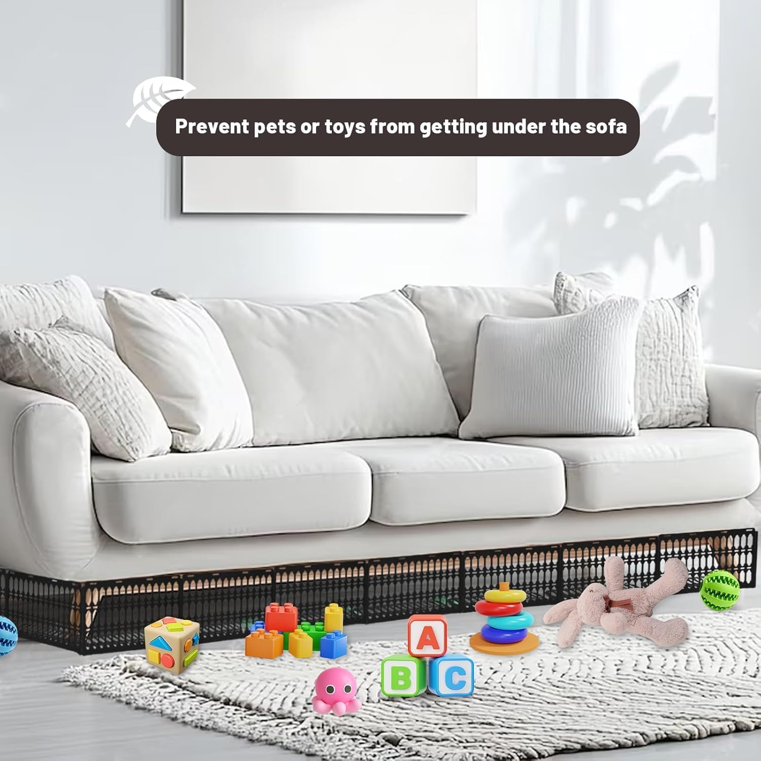 14 Pack Under Couch Blocker, Under Bed Blocker Prevents Toys & Pets Under Furniture, Ideal for Living Room, Bedroom, Playroom