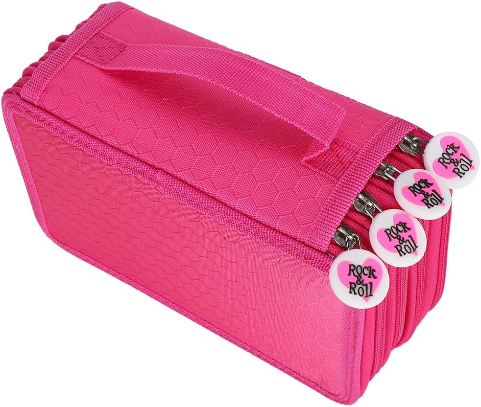 – Large Capacity Multilayer Pen Bag Pouch for Makeup Brushes, Durable Rose Pencil Case Organizer for Artists