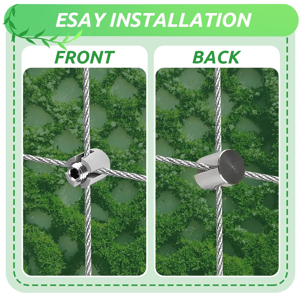 Rankhilfe aus Edelstahl für Kletterpflanzen, für Garten/Mauer/Beton/Zaun | 30M Spalier auf Plantagenstandard, mit 3 mm Durchmesser, Set Drahtseile System Kit für Pflanzen mit Wall Mount Brackets