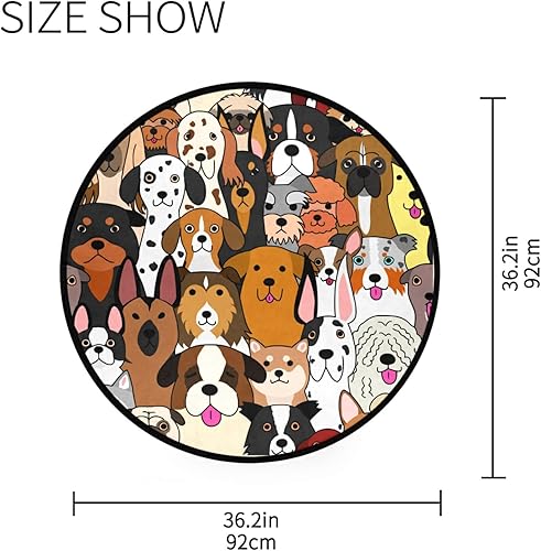 Miniatura 3 de ALAZA Alfombra redonda con estampado de perro, antideslizante, absorbente, cómoda, lavable, para entrada, sala de estar, dormitorio, sofá,
