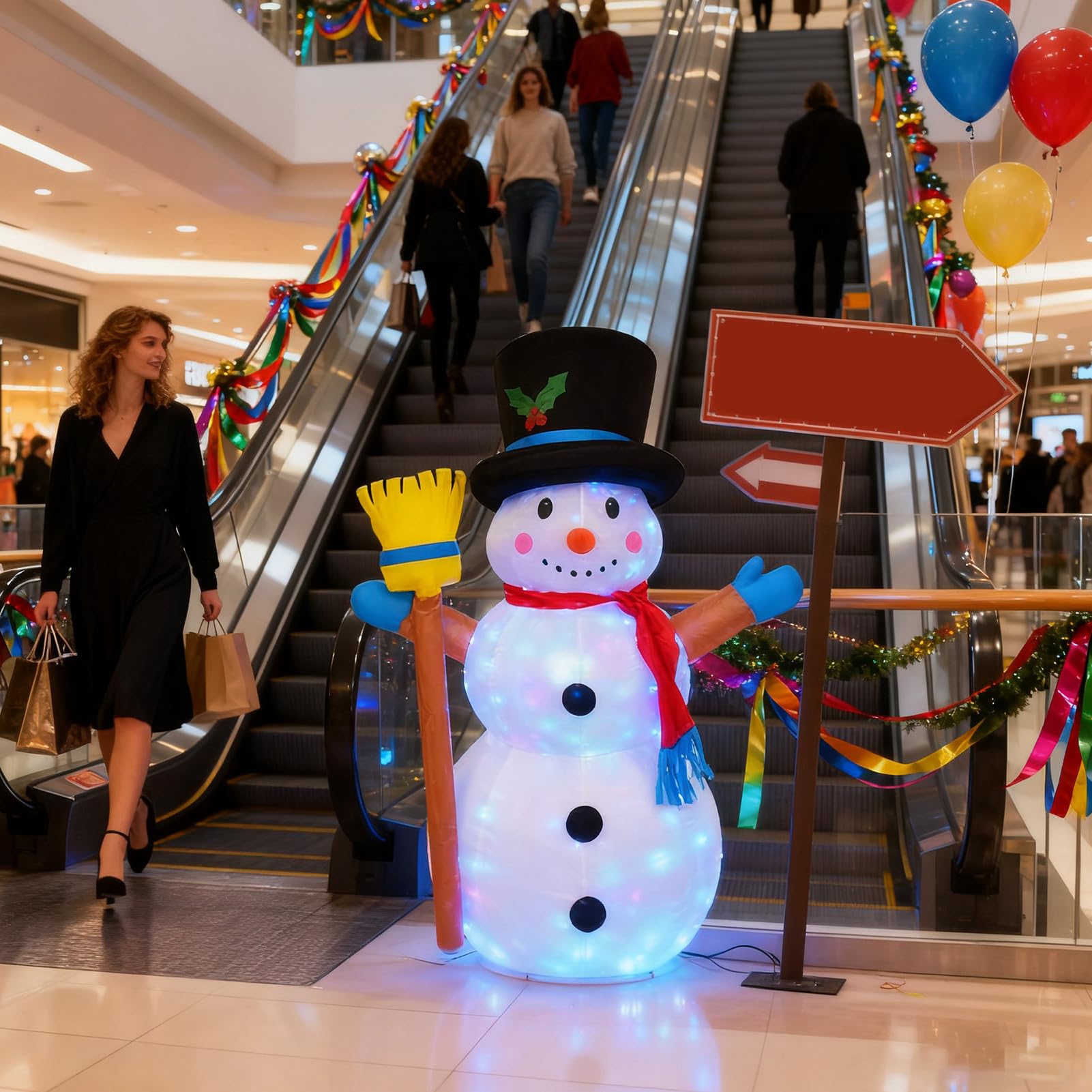 Bonhomme De Neige Gonflable De Noël 1,2 m avec Lumière LED | Décoration Gonflable De Bonhomme De Neige De Noël Pour Jardin Parc Cour Arrière-Cour Porche Balcon Fête Rassemblement