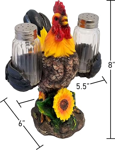 Miniatura 6 de DWK Juego de 3 piezas de 8 pulgadas de Spice to Crow About Country Rooster Salt and Pepper Shaker Figurine Display Holder Kitchen and Dining