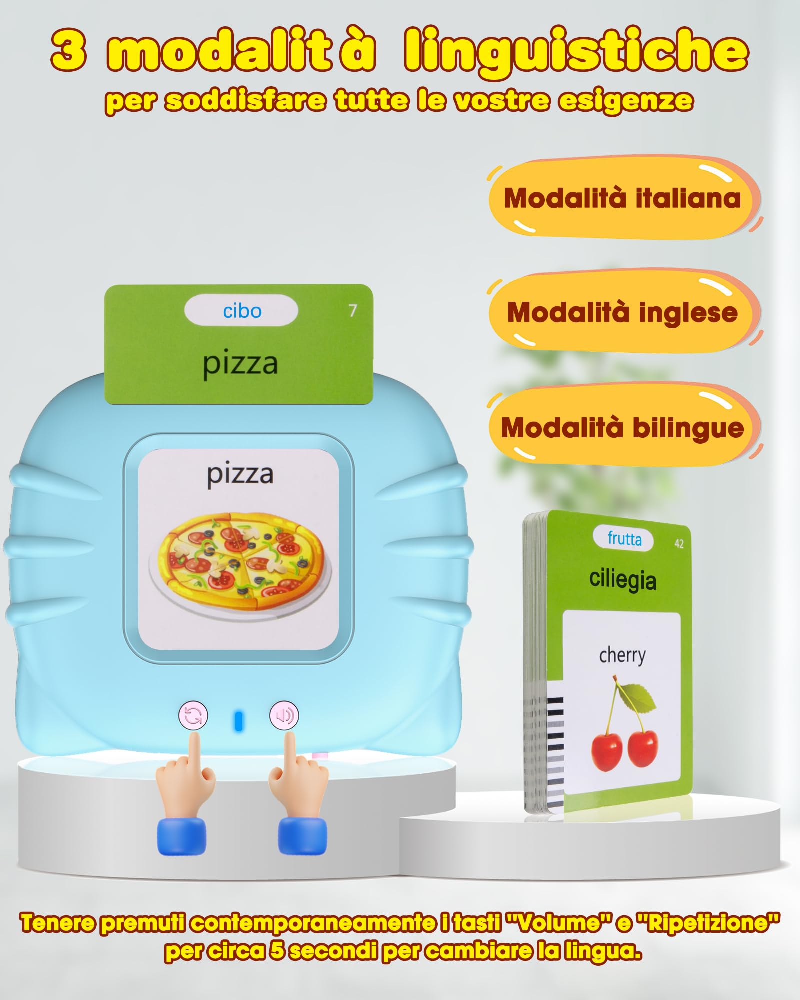Xtaco amico vocabolo gioco italiano, giochi bambini 3 anni,giochi montessori 2 anni, educativi prescolari Lingua Imparare a parlare Colori Numero Animali -224 Parole Blu