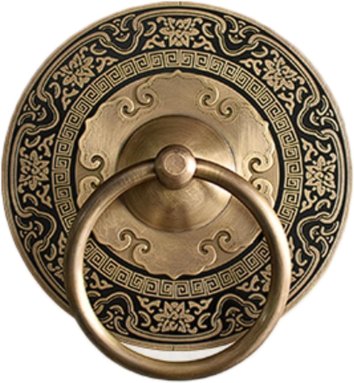 Chinese Style Solid Brass Door Handle, Antique Round Pull Ring, Pure Copper Gate Handle for Traditional Doors Handle(Brass,11cm(300g))