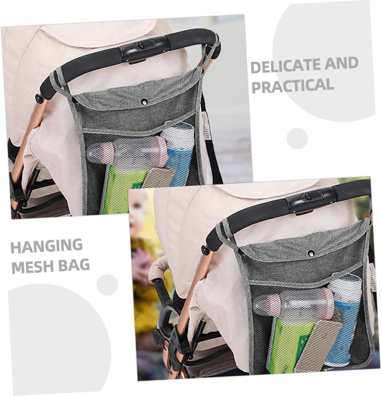 2pcs Stroller Diaper Bag Organizer Capacity Travel Toiletry Bag Mesh Pockets
