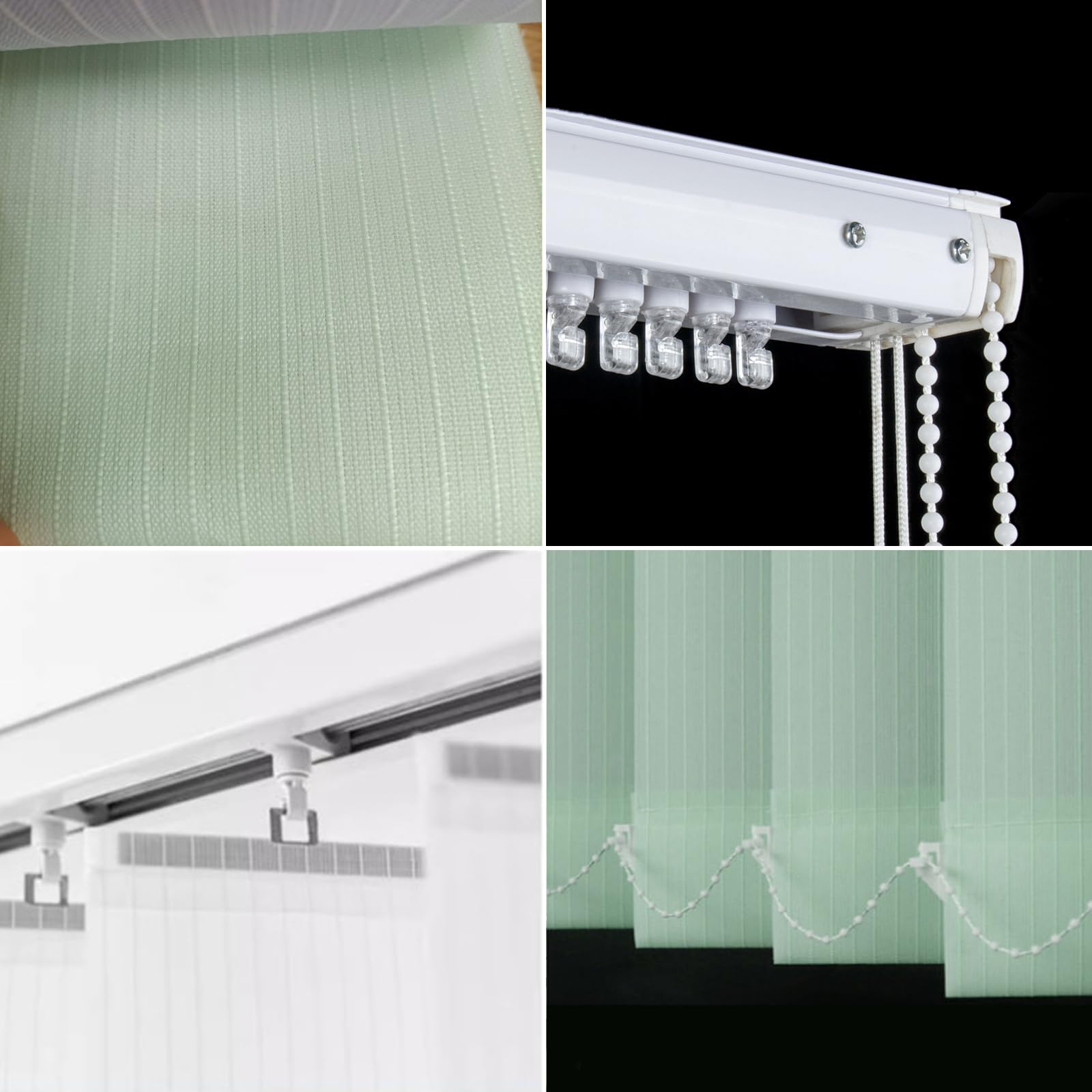 Lamellenvorhang Verdunkelungsjalousie,Raumverdunkelnd Komplettset Vertikaljalousie,in 7 Farben und vielen Grössen,98mm Lamellen,Schiebevorhang,Breite×Höhe (200cm x 220cm,Light Green)